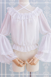 Chiffon Lolita Bluse mit Neckholder und langen Ji-Ärmeln